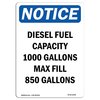 Signmission OSHA Notice Sign, 18" Height, Aluminum, Diesel Fuel Capacity 1000 Gallons Sign, Portrait OS-NS-A-1218-V-10996